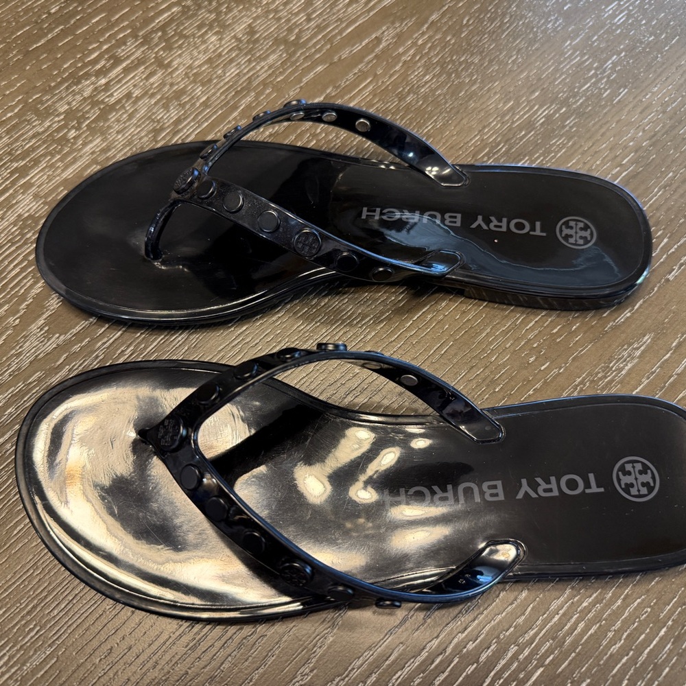 Tory Burch Glossy Black Sandals